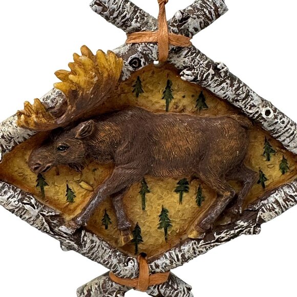 Rustic Moose in Forest Birch Frame Ornament Cabin Lodge Decor 5 in Woodland - Picture 2 of 16